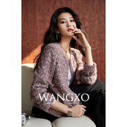 wangxo丨篙级手工坊，编织亮片粗花呢丨高定立裁经典箱型小香风外套