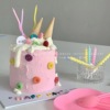 彩色ins生日蛋糕马卡龙色蜡烛装饰冰淇淋甜筒冰激凌脆皮蛋筒插件