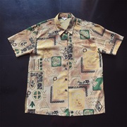 日本产vintage夏威夷aloha复古文艺油画巴洛克衬衫halt1618