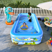 印花充气三环水池自p动充气游泳池儿童，玩具球池婴儿洗澡桶