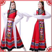 藏族舞蹈演出服装女藏式少数民族套装藏袍西藏水袖广场舞长裙