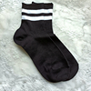 青岛外贸短袜男士运动袜黑色两条杠深灰色纯棉双针工艺不臭脚