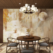 欧式抽象艺术芦苇油画壁纸个性客厅沙发背景主题酒店自拍打卡墙纸