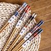 日式尖头碳化竹筷子家用热转印竹木筷可爱招财猫家庭卡通筷