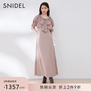 snidel秋冬优雅泡泡袖，雪纺短款上衣，吊带连衣裙两件套swfo234141