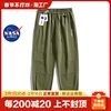 NASA联名军绿色裤子男款春季纯棉休闲运动裤潮牌松紧腰束脚工装裤
