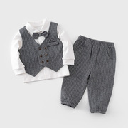 男童宝宝套装儿童英伦风衣服，春秋婴儿百天周岁0-1岁礼服绅士长袖