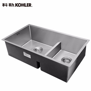科勒水槽厨房加厚手工大，小双槽304不锈钢洗菜盆洗碗池