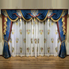 蓝色雪尼尔加厚提花，美式复古窗帘客厅别墅，高窗定制简欧奢华纱