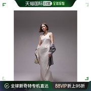 香港直邮潮奢 Topshop 女士 premium 高领长款连衣裙(奶油色)