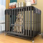 不锈钢折叠狗笼中型犬狗笼子带厕所方管室内边牧宠物金毛中大型犬