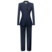 藏青色西装套装2023春秋气质小众设计高级感正装九分裤西装两件套