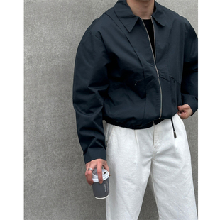 MRDONG韩国男装高档轻熟设计师层叠拼接翻领重工宽松夹克外套