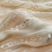雪纺布料金丝线(金丝线，)立体刺绣布料裙装服装旗袍，面料桌布手工diy布料