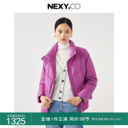 NEXY.CO/奈蔻冬季纯色通勤简约气质高领鹅绒短款羽绒服外套女