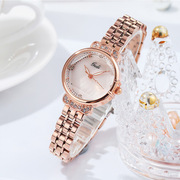 歌迪水钻女士手表时尚玫瑰合金，钢带手表圆形石英普通国产腕表