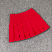 红裙夏小个子穿搭145超级辣的短裙百褶超短裙红裙子夏款红色半裙
