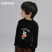 NORNOR 秋冬季男童秋装半高领印花打底衫长袖t恤儿童秋装