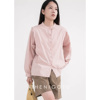 dorothy丨粉色圆立领长袖衬衫，女设计款春秋，宽松显瘦叠穿小众衬衣