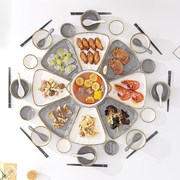 轻奢风团圆餐具拼盘组合家用盘子套装菜盘年夜饭过年碗碟2021