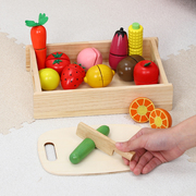 木质切切看水果蔬菜过家家玩具厨房磁性切切乐套装仿真做饭玩具