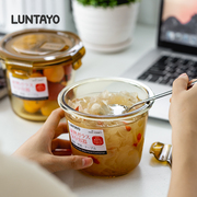 日本luntayo玻璃汤碗可微波炉，加热密封饭盒，上班族便携水果保鲜盒