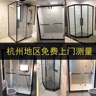 杭州淋浴房定制干湿分离玻璃移门，不锈钢网红极简一体式整体洗澡间