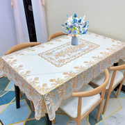 pvc塑料烫金长方形桌布，欧式印花防水防油免洗隔热餐桌垫茶几台布