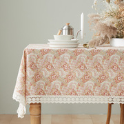 阳春小镇餐桌布艺蕾丝花边，棉长方形桌布，家用茶几欧式高档圆桌餐布