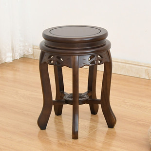 黑胡桃色实木鼓凳家用客厅圆凳现代中式沙发茶几矮凳子琴凳古筝凳