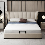 北欧科技布艺床小户型主卧婚床1.8米现代简约储物床实木双人婚床