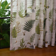 北欧美式田园Fern热带蕨类植物叶子窗纱窗帘纱帘免打孔加工