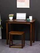 黑胡桃电脑桌台式家用书桌长方形实木，学生初中学习写字办公小桌子