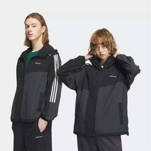 Adidas阿迪达斯三叶草男女情侣春拼接运动连帽夹克外套IU4819