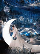 婚庆道具发光月亮婚礼舞台灯箱装饰品铁艺月亮灯架子创意摆件