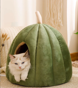 猫窝封闭式安全感冬季保暖四季通用宠物用品猫垫子南瓜猫咪房子冬