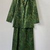 香云纱莨绸绿色油丝提花，西服套装女士秋冬时尚，通勤职业装两件