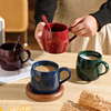 舍里欧式宝石色马克杯带勺高档精致咖啡，杯子创意情侣对杯陶瓷水杯