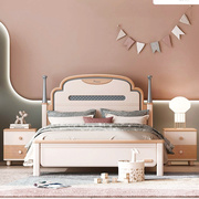 A18全实木儿童床1.351.5米粉色套房家具轻奢约网红公主床女孩