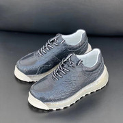 进口鳄鱼皮皮鞋2022欧美时尚，厚底气垫休闲鞋，舒适透气真皮男鞋
