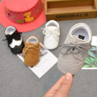 春秋宝宝鞋子0-6-12个月婴儿软底防滑学步鞋英伦系带小白鞋0-1岁