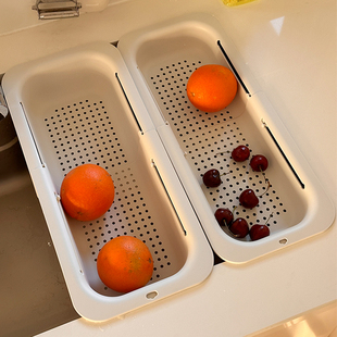 白屿可伸缩洗水果沥水篮厨房，塑料洗菜盆菜盆水槽