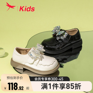 红蜻蜓女童鞋2024春季公主皮鞋，深口舒适单鞋，韩版亮晶晶仙女鞋