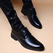 加绒男鞋韩版商务休闲皮鞋男士年，英伦内增高真皮尖头正装鞋1225h