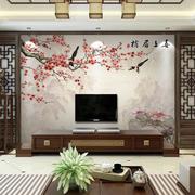 中式花鸟壁纸8d梅花电视，背景墙纸喜上眉梢客厅，沙发影视大型壁画
