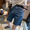 韩国夏季大码破洞牛仔短裤，女宽松阔腿五分裤，胖妹妹mm显瘦中裤