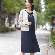 2024年春季日本女士2件套针织夹克连衣裙优雅套装组合 有大码