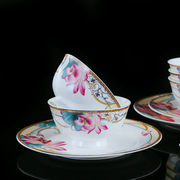 景德镇56釉下彩骨瓷餐具套装中式简约现代整套碗盘碟家用送礼荷花