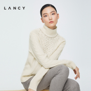 LANCY/朗姿羊绒衫女2022冬季高领白色羊毛衫女通勤高端气质女