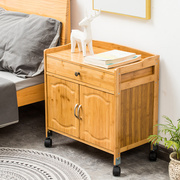 床头柜简约现代简易置物架，北欧仿竹木卧室，床边收纳迷你小型柜子